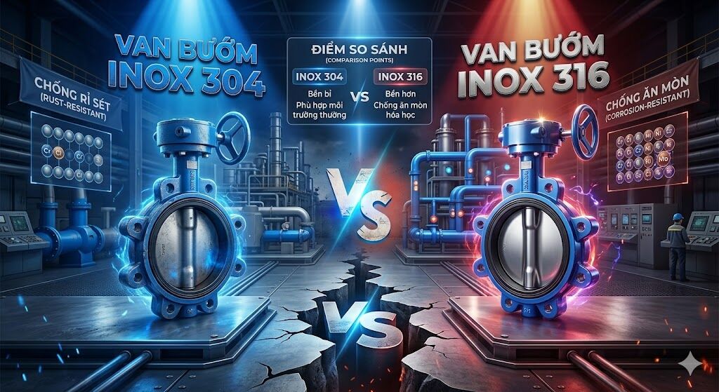 Van bướm Inox 304 và Inox 316